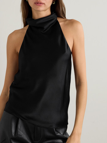 ANINE BING Eliana silk-satin halterneck top