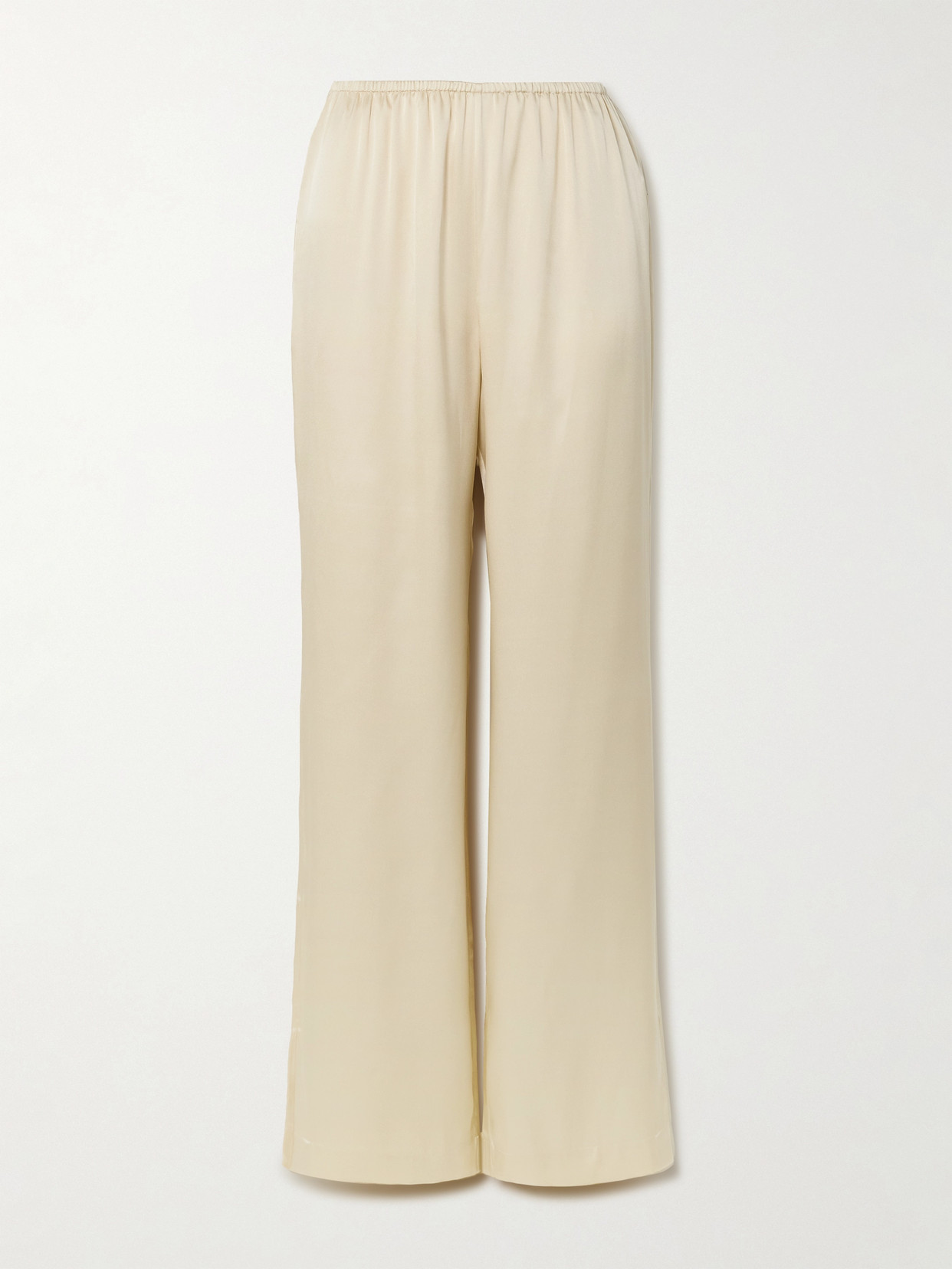 Anine Bing - Aden Silk-blend Charmeuse Wide-leg Pants - Neutrals