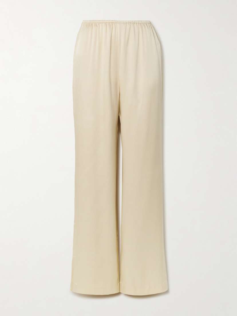 Anine Bing Aden Silk-blend Charmeuse Wide-leg Pants
