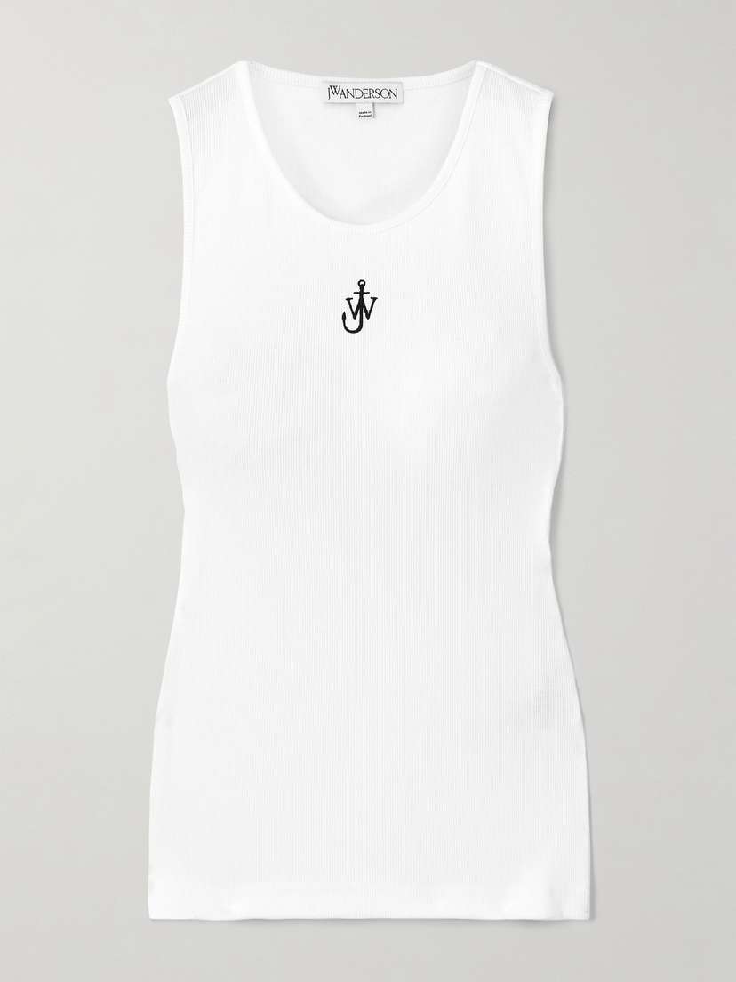 JW Anderson Logo-embroidered Cotton-jersey Tank Top - x large