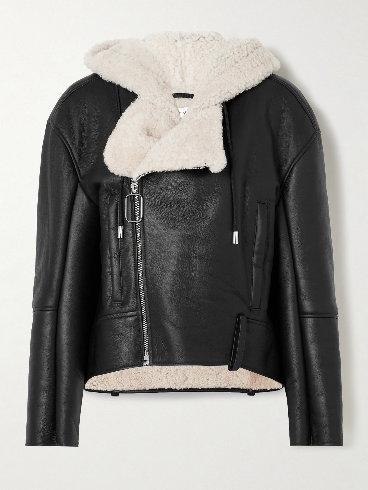 JW ANDERSON HOODED SHEARLING BIKER JACKET