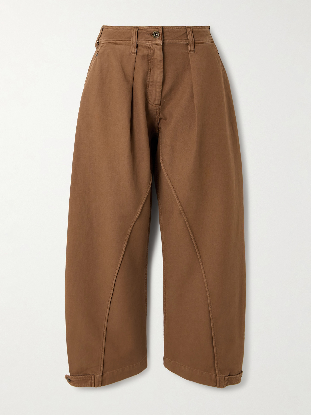 JW Anderson - Twisted Seam Appliquéd Cotton-twill Wide-leg Pants - Brown