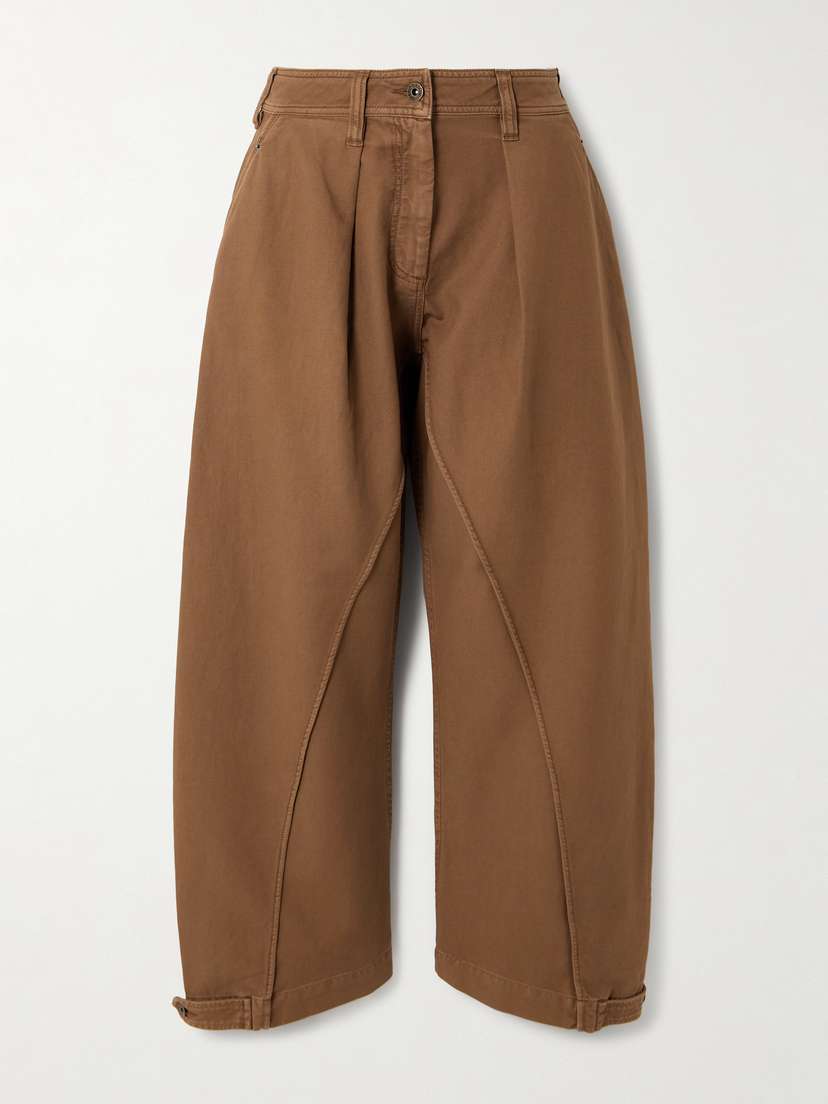 JW Anderson Twisted Seam Appliquéd Cotton-twill Wide-leg Pants