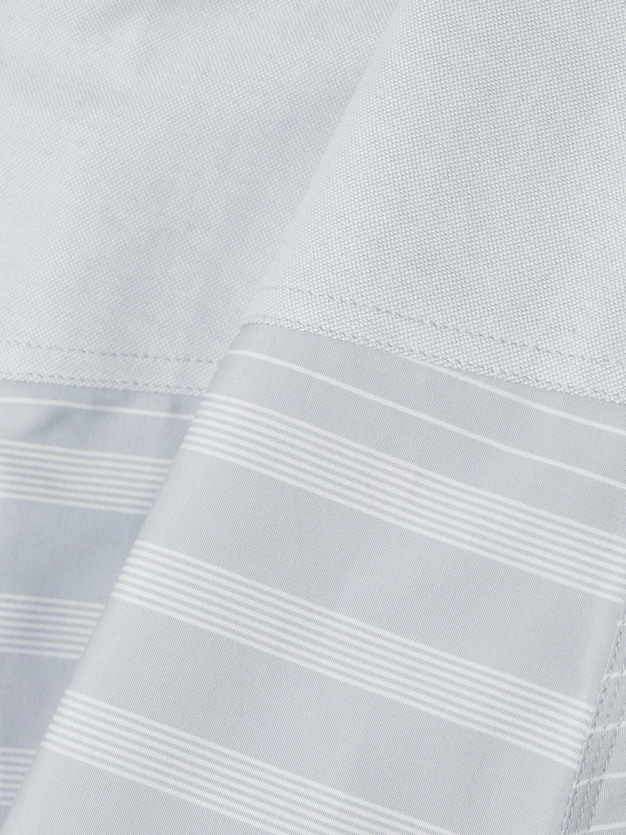 Jw Anderson Asymmetric Striped Patchwork Cotton-poplin And Denim Midi Skirt In Gray