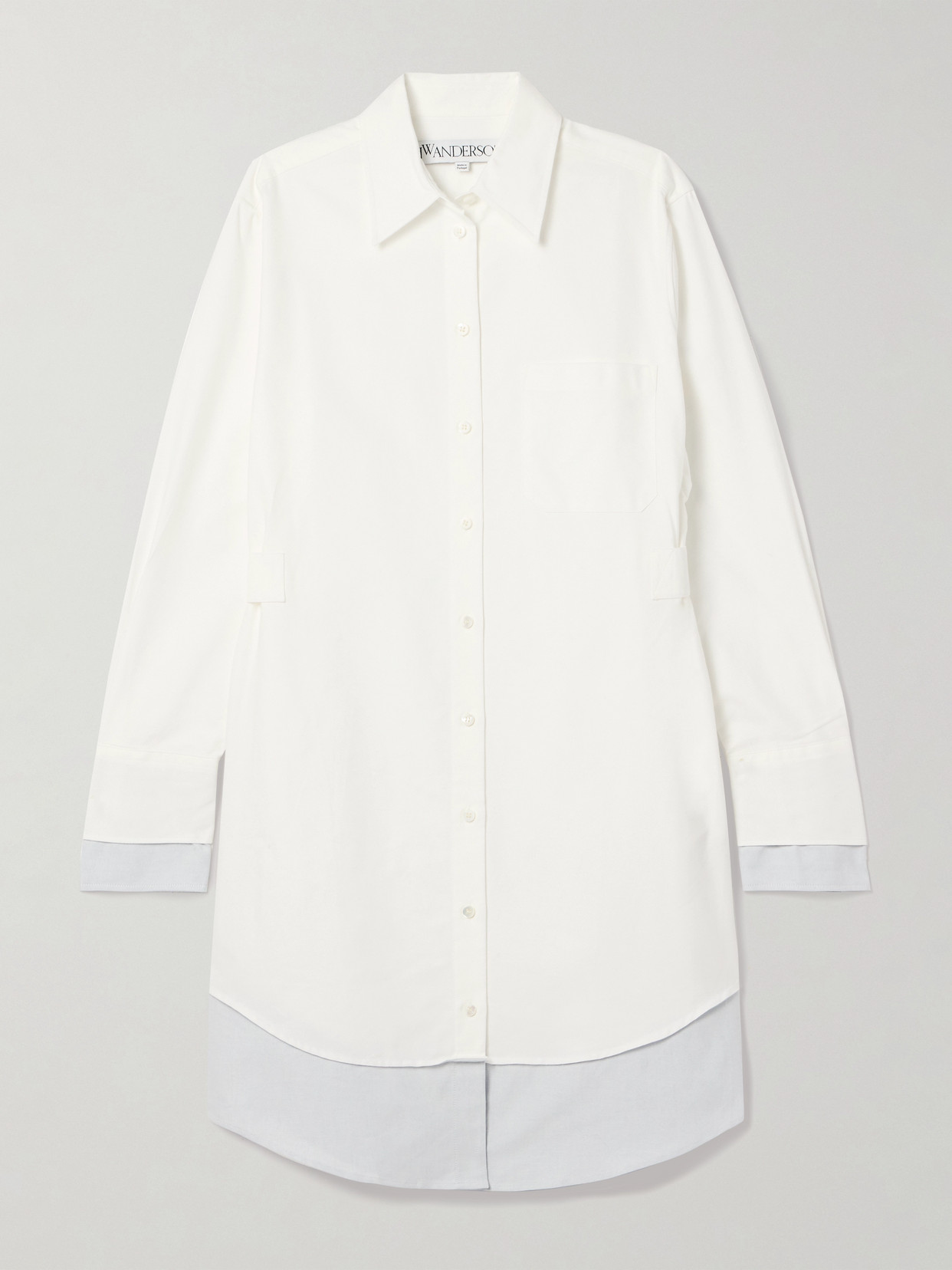 Jw Anderson Layered Cotton Midi Shirt Dress In White