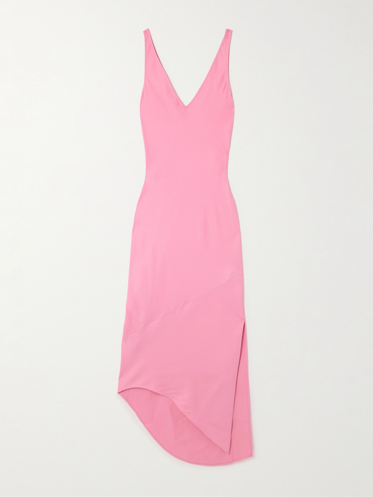 Jw Anderson V-neck Satin Midi Dress In Pink