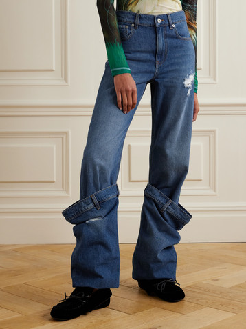 Jw Anderson Bucket layered distressed low-rise boyfriend jeans