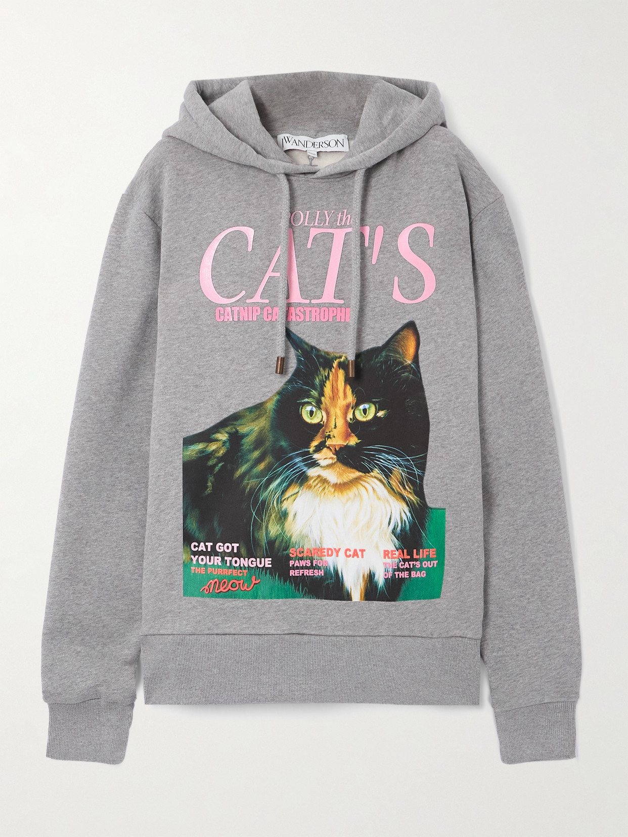 Jw Anderson Grey Cat Print Hoodie In Gray