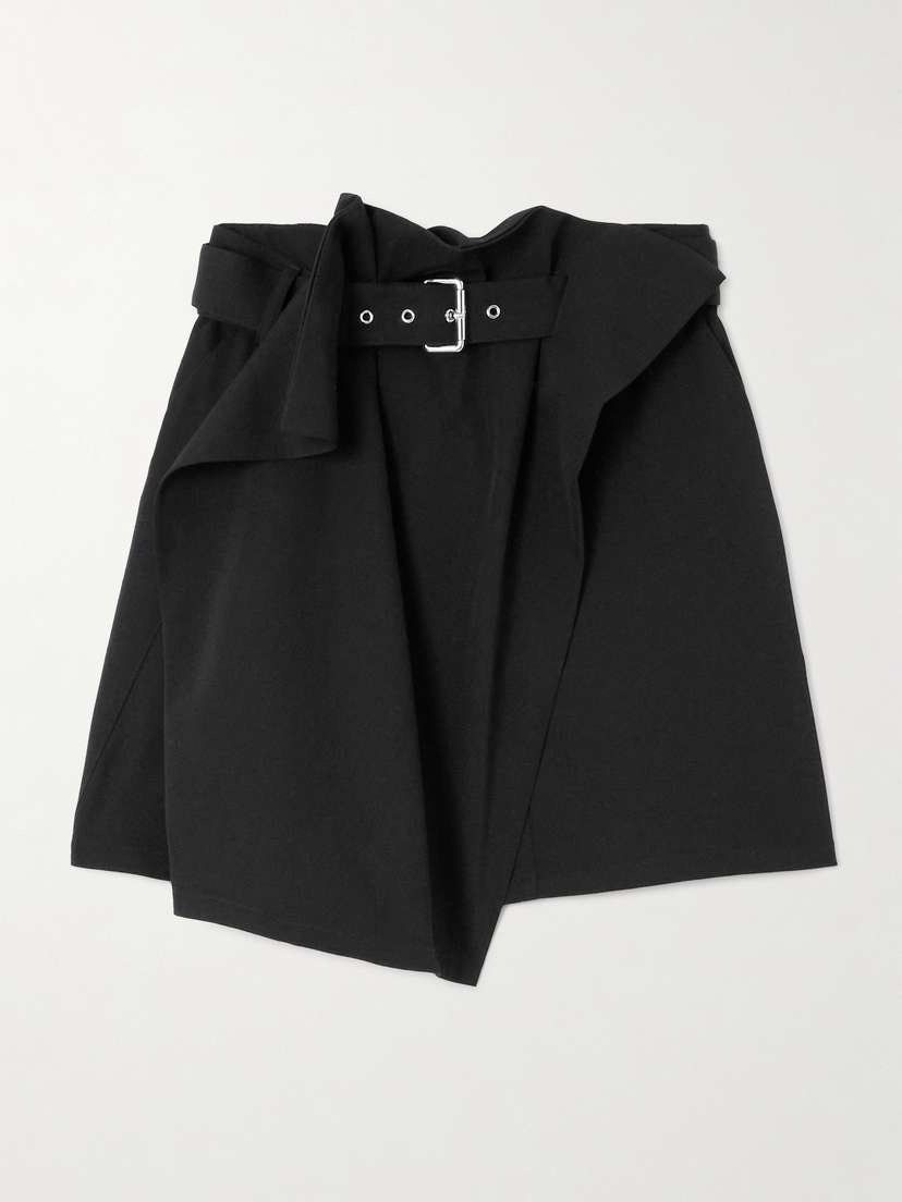 JW Anderson Belted Paneled Wool-twill Mini Skirt