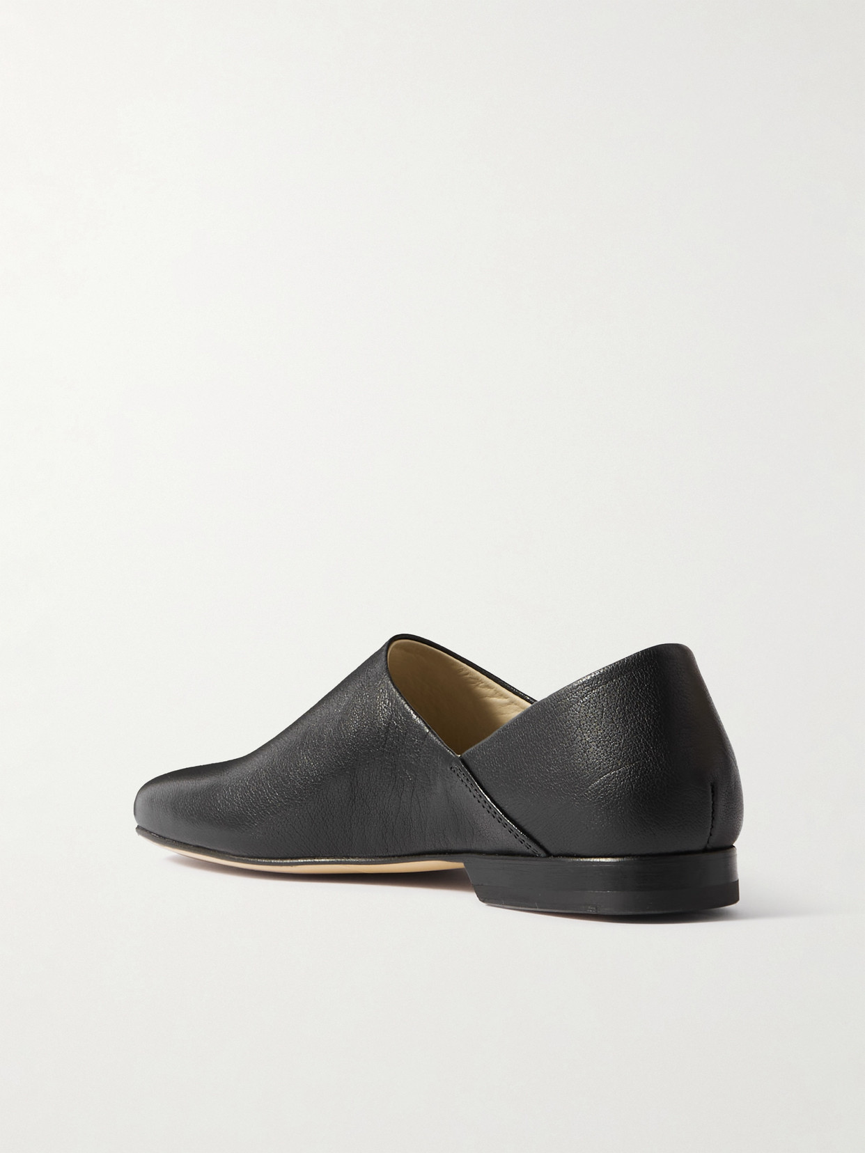 Lemaire Folding-heel Leather Slippers In Black