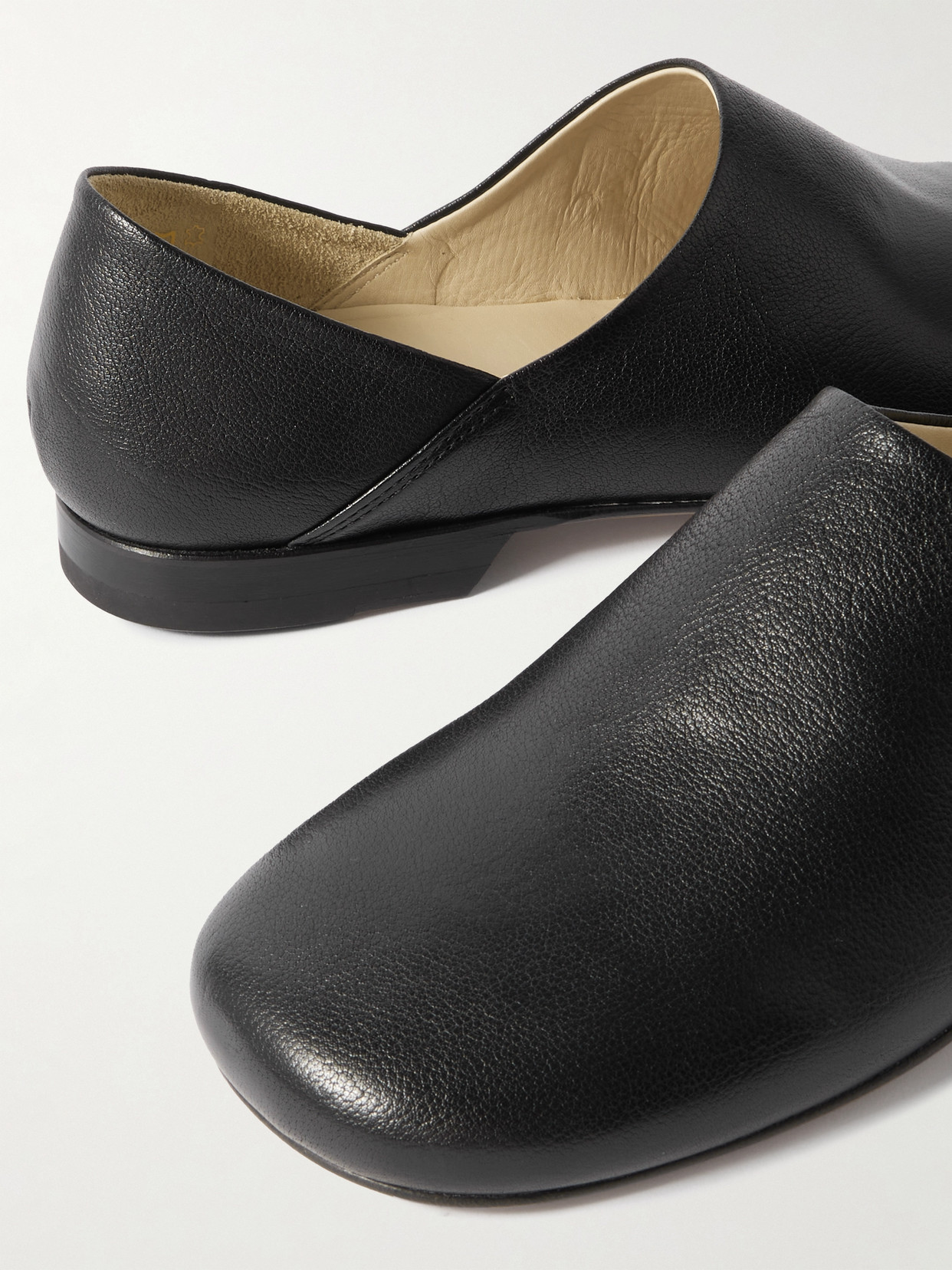 Lemaire Folding-heel Leather Slippers In Black