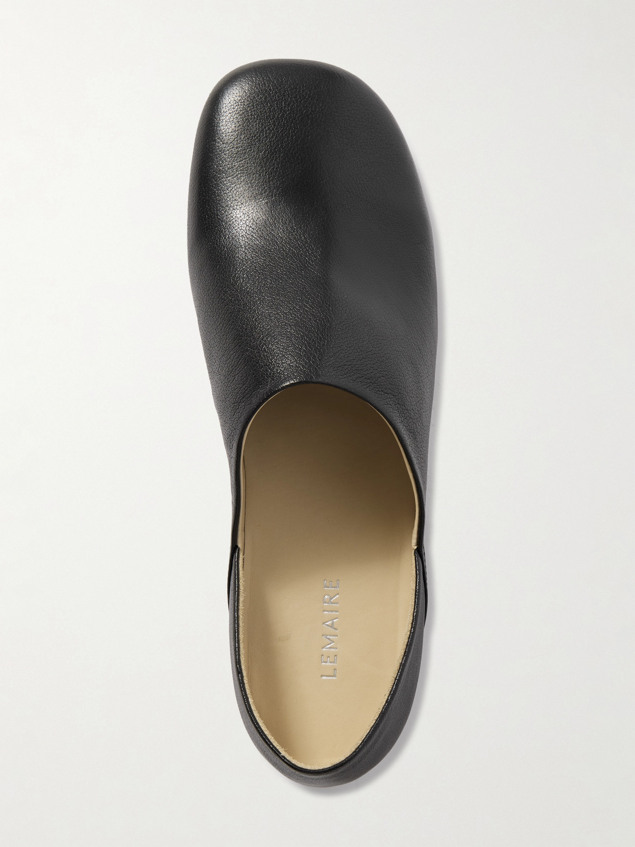 Lemaire Folding-heel Leather Slippers In Black