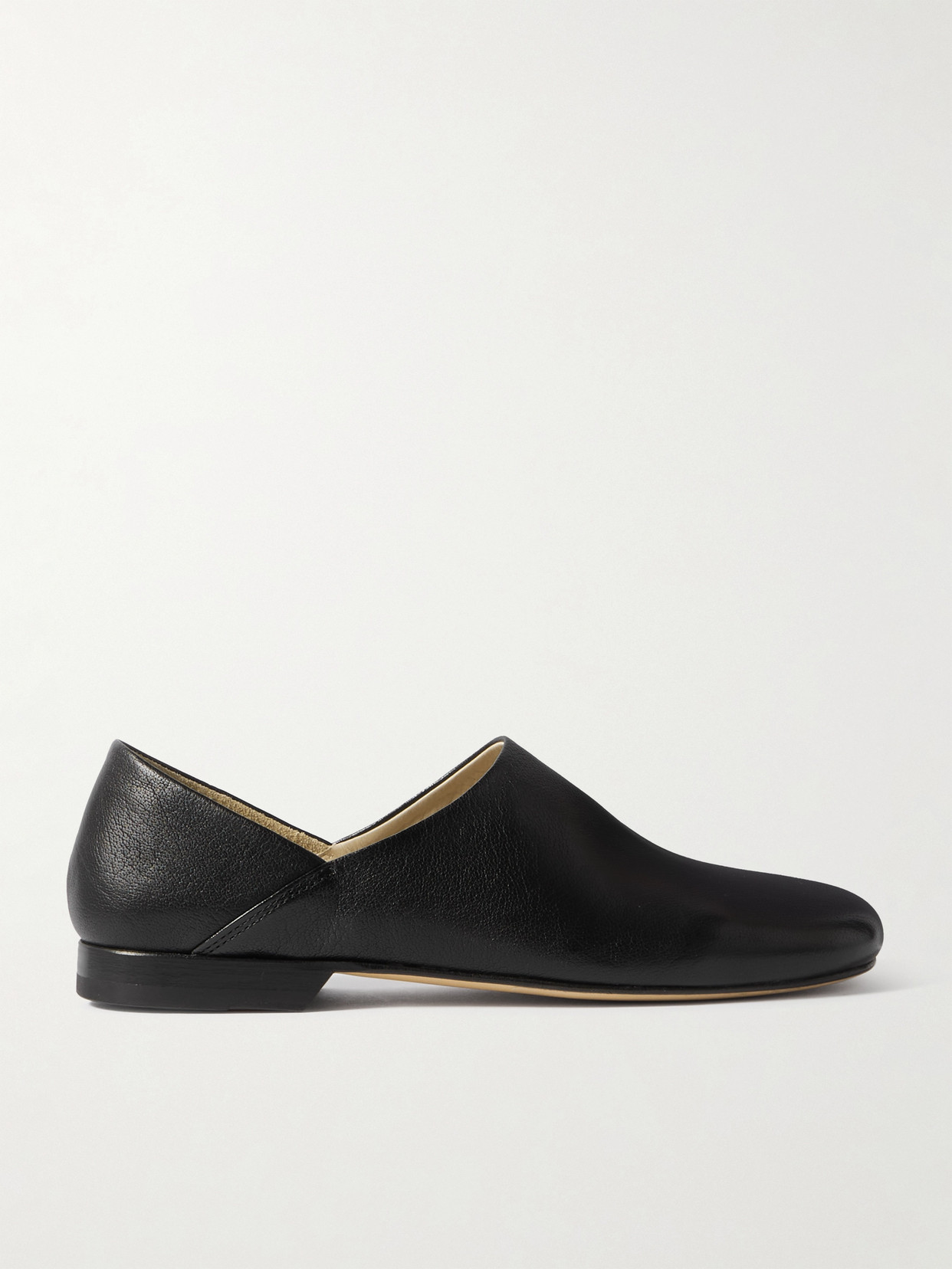 Lemaire Folding-heel Leather Slippers In Black