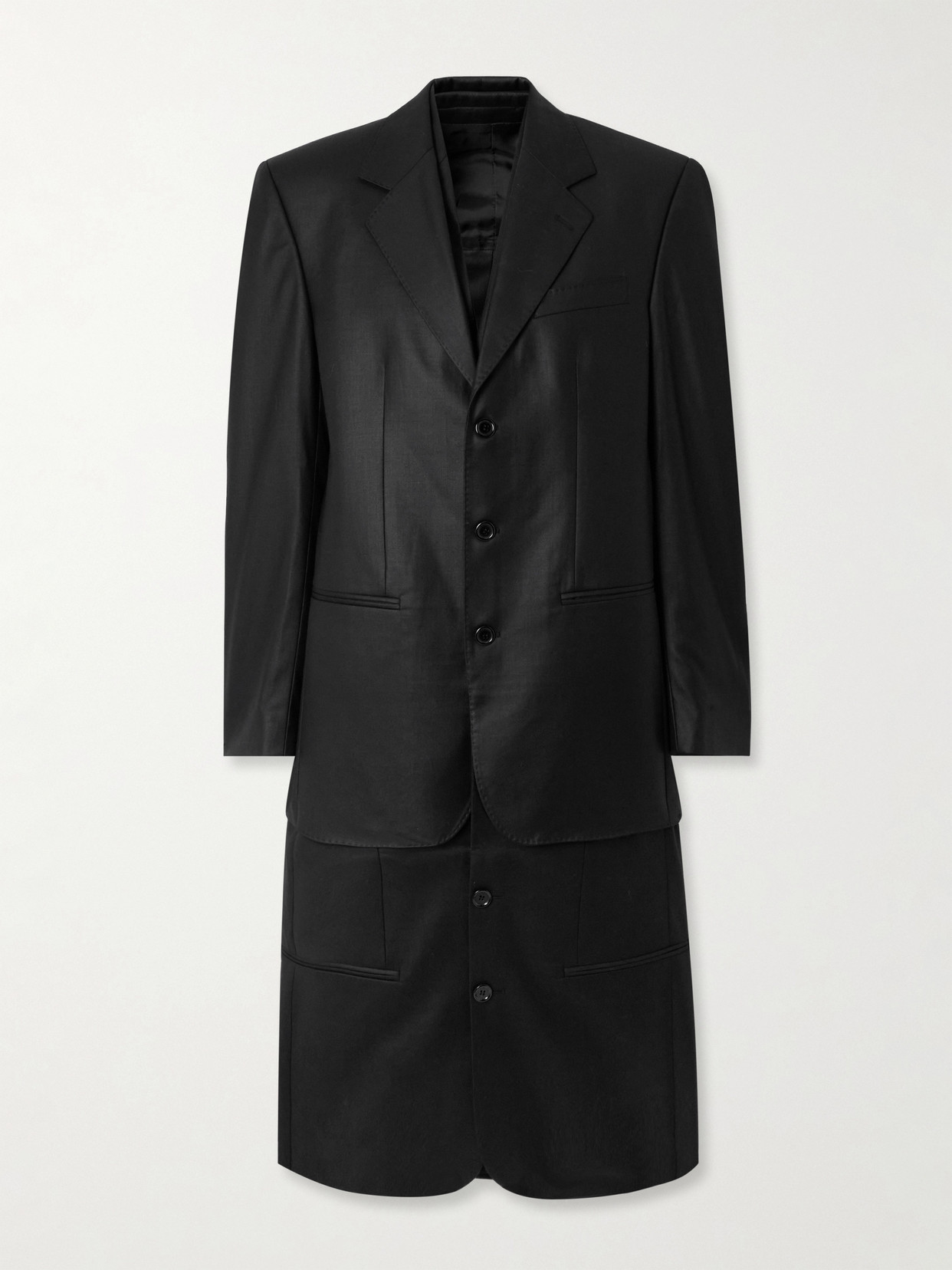 Layered Wool-Blend Twill Coat