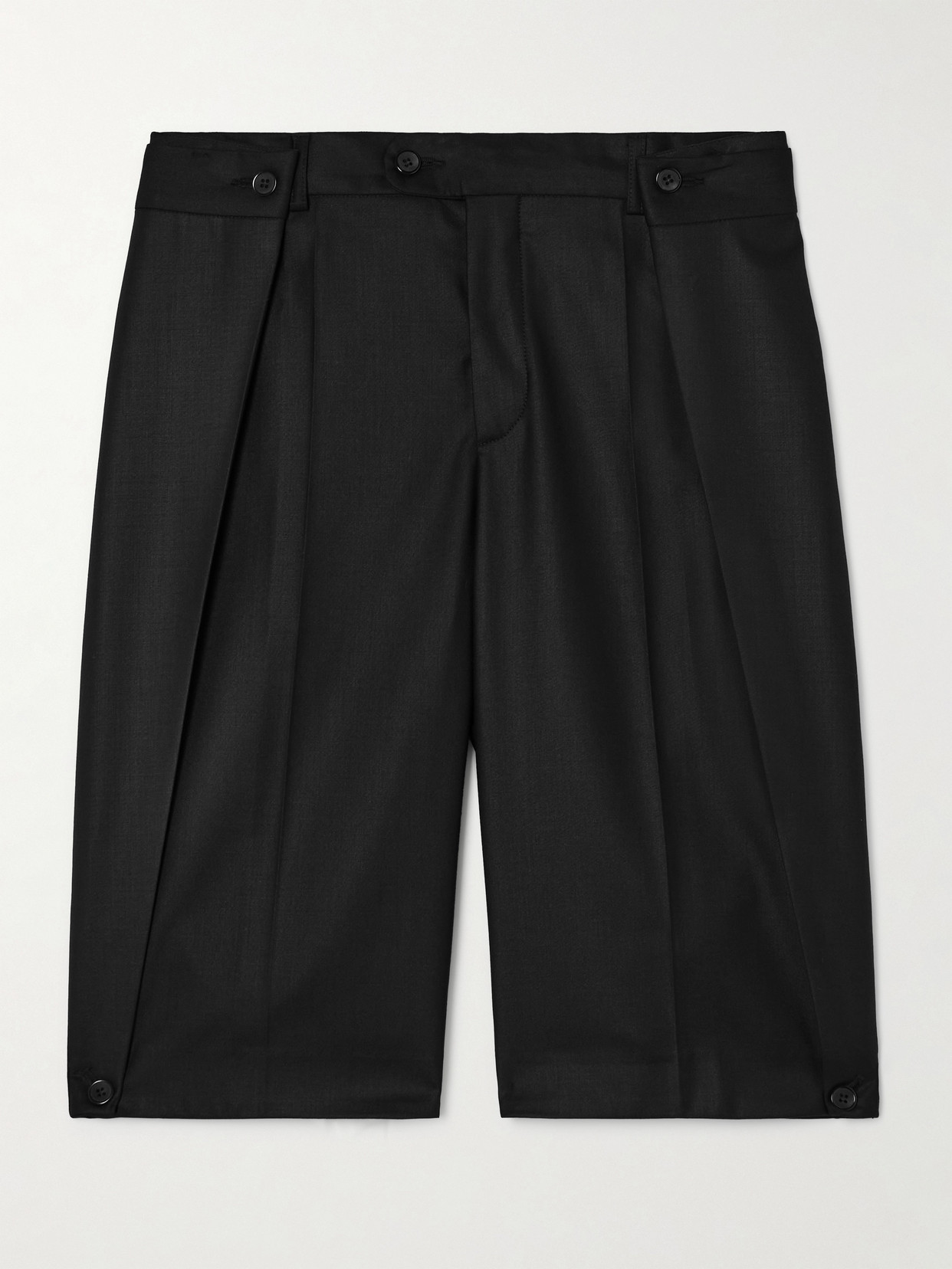 Bettter Bibi Layered Wool-blend Shorts In Black