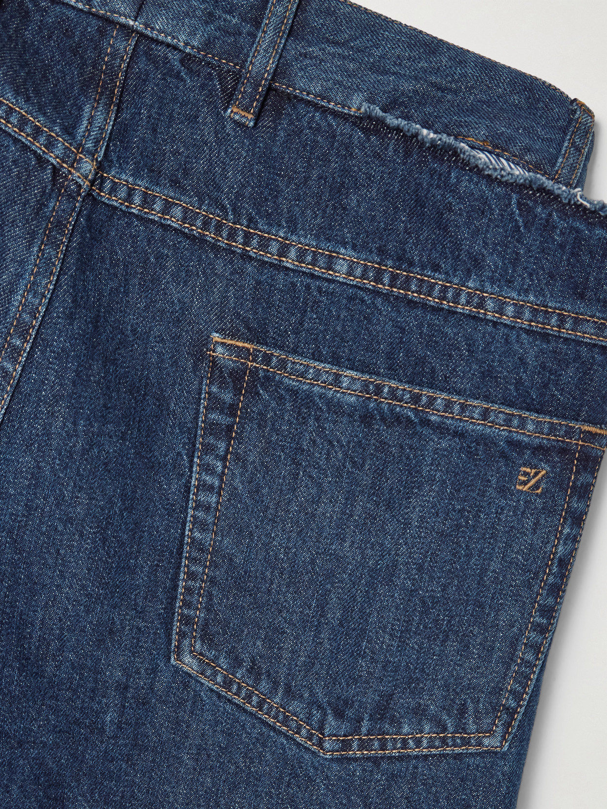 Bettter Wrap Layered Frayed High-rise Straight-leg Jeans In Blue