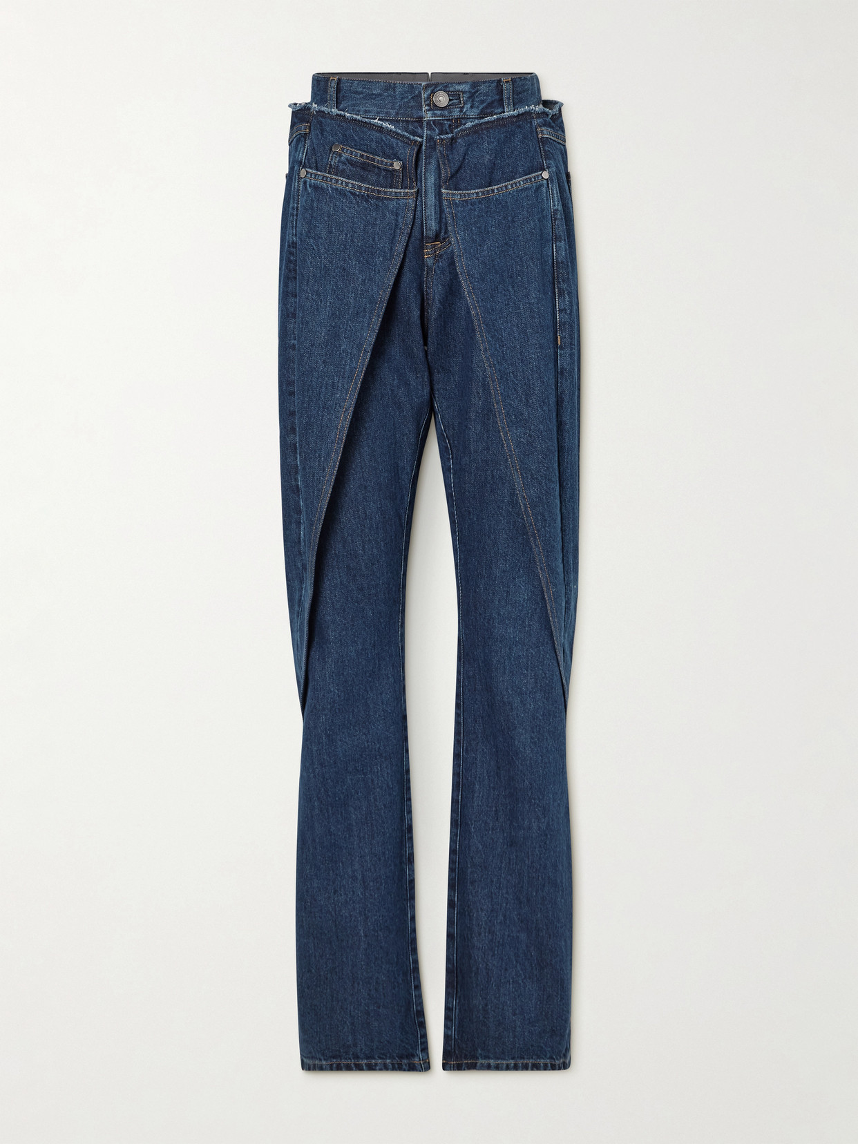 BETTTER - Wrap Layered Frayed High-rise Straight-leg Jeans - Blue