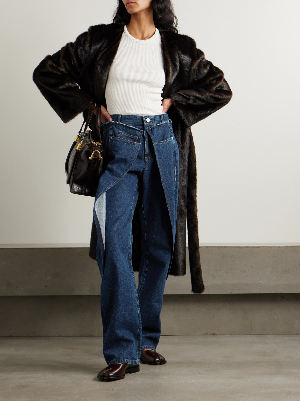 Bettter Wrap Layered Frayed High-rise Straight-leg Jeans In Blue