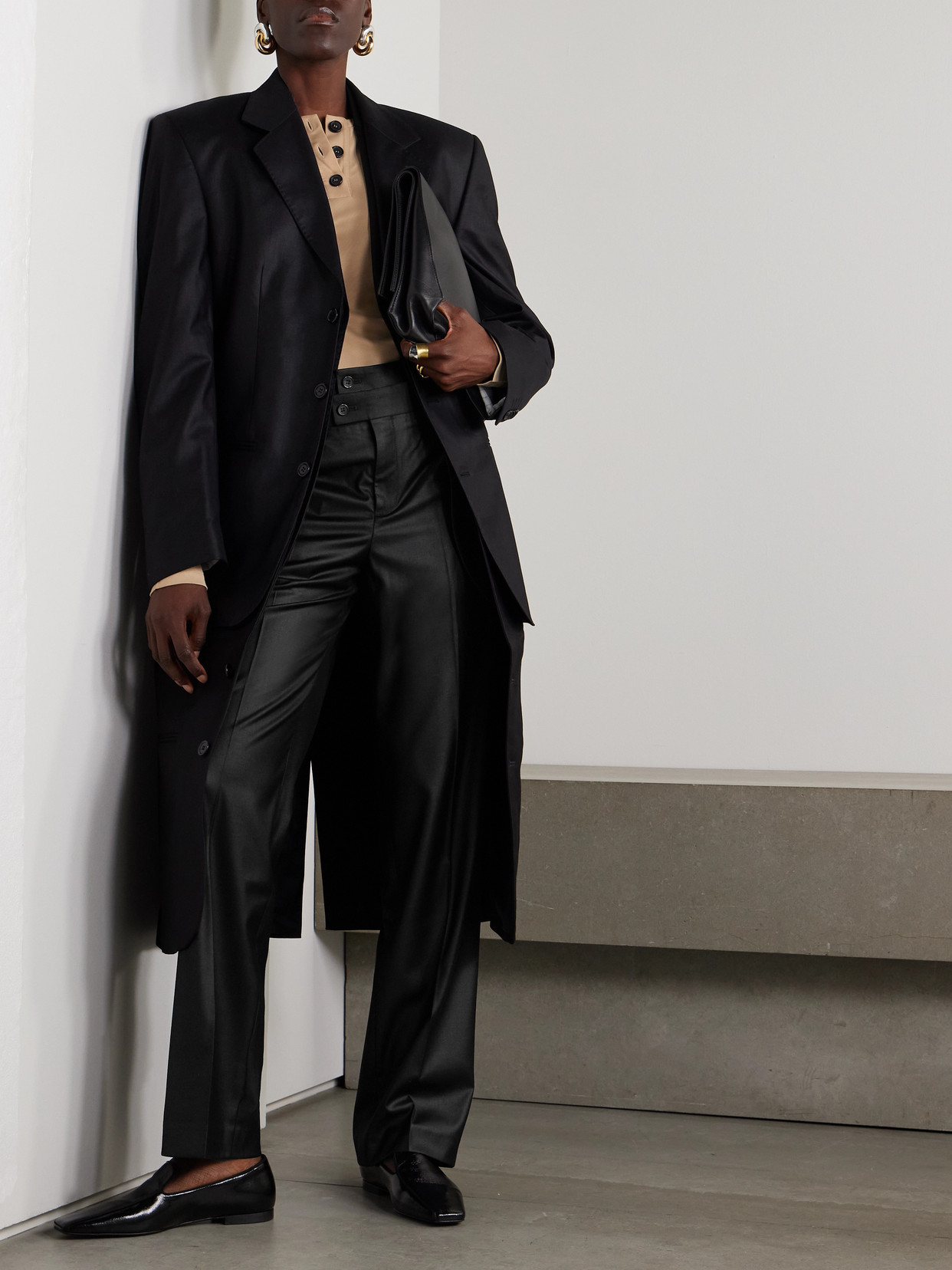 Bettter Wool-blend Straight-leg Pants In Black