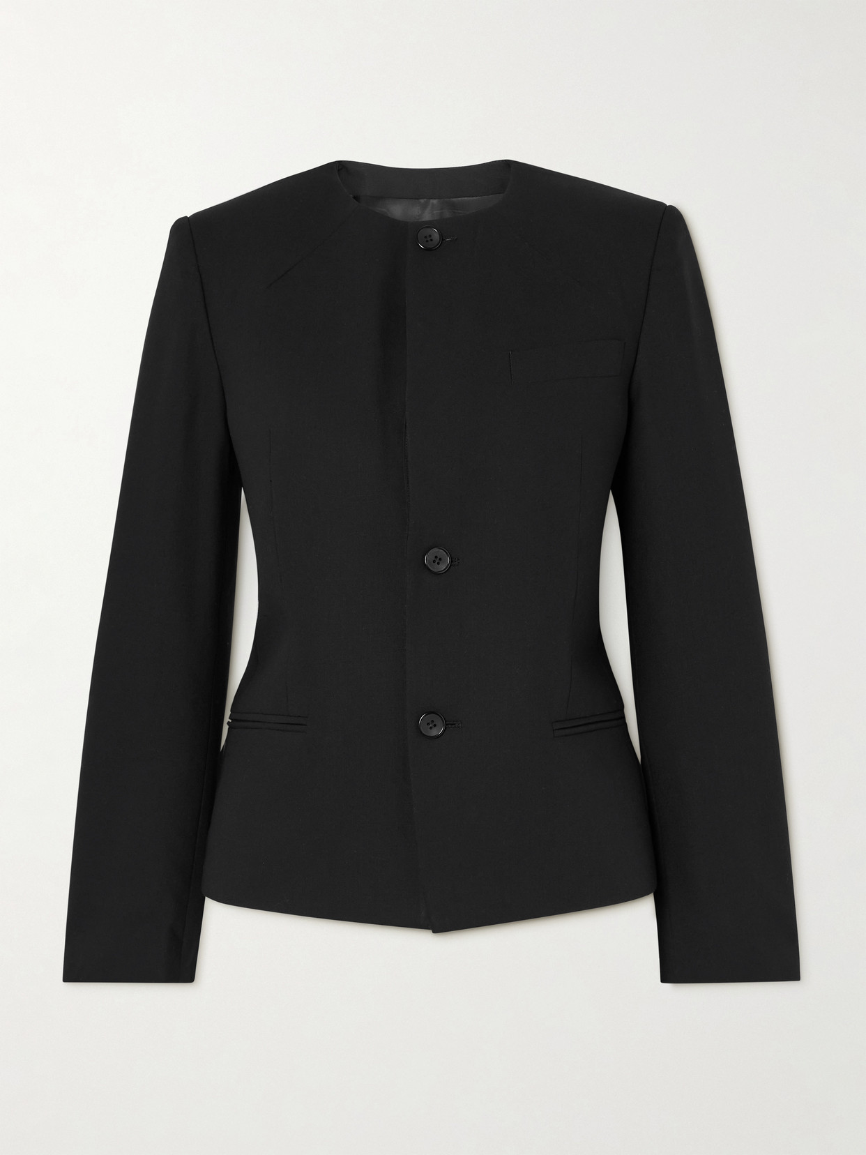 BETTTER - Cropped Grain De Poudre Wool Blazer - Black