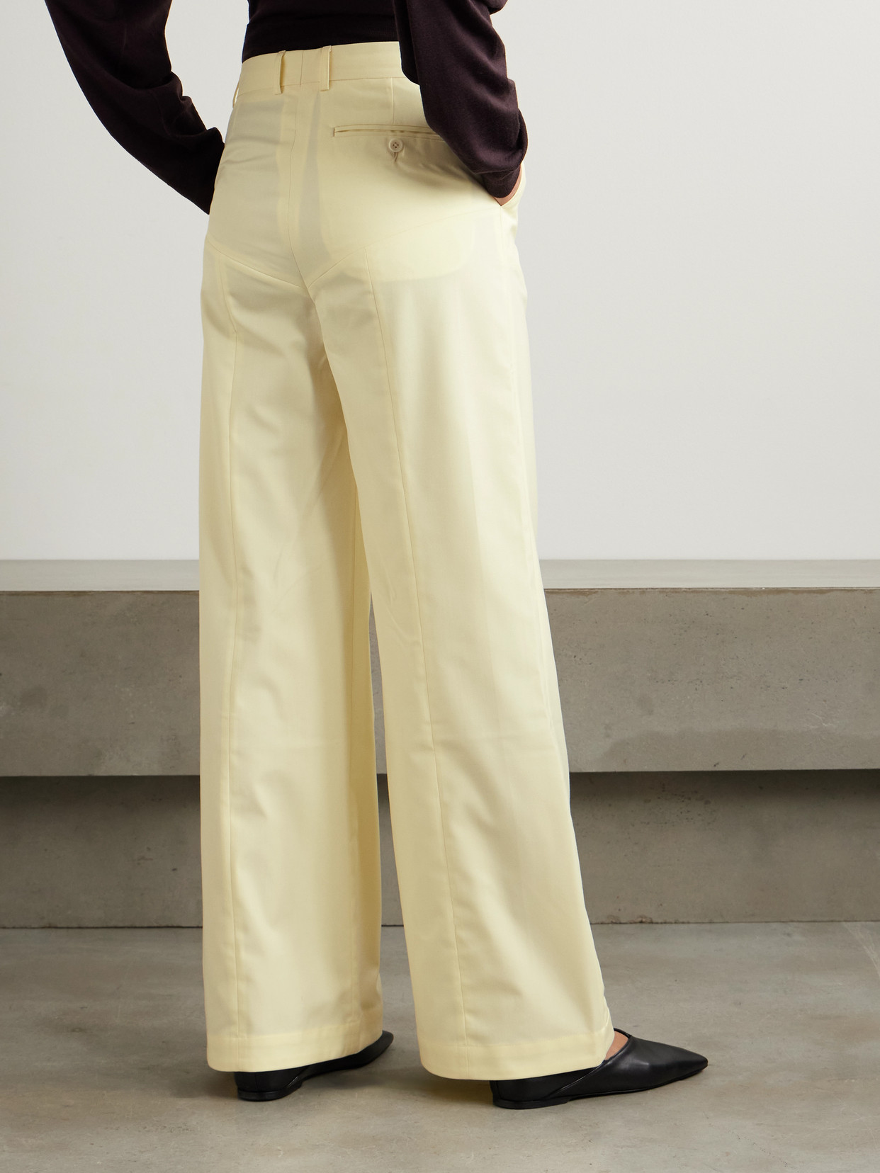 Bettter Upside-down Wool-blend Wide-leg Pants In Cream