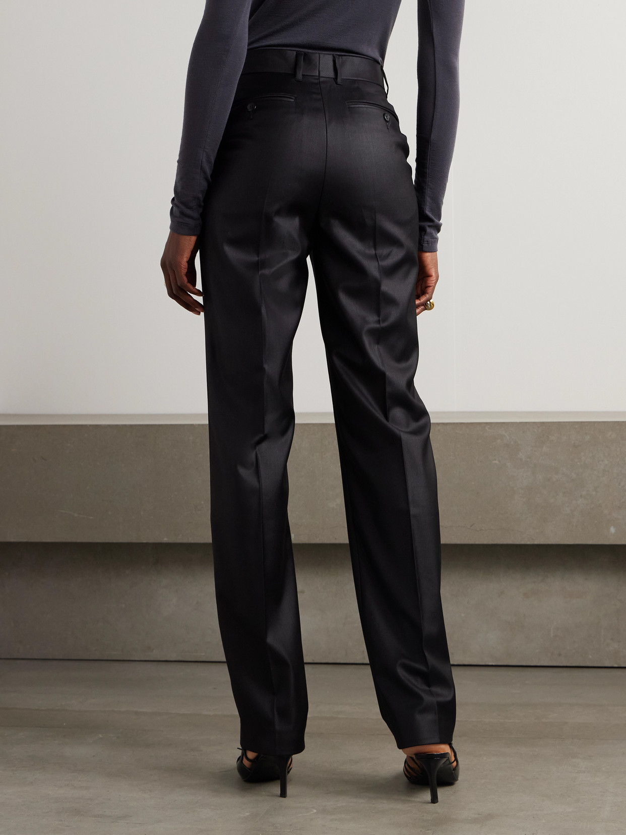 Bettter Stretch Wool And Lycra®-blend Slim-leg Pants In Black