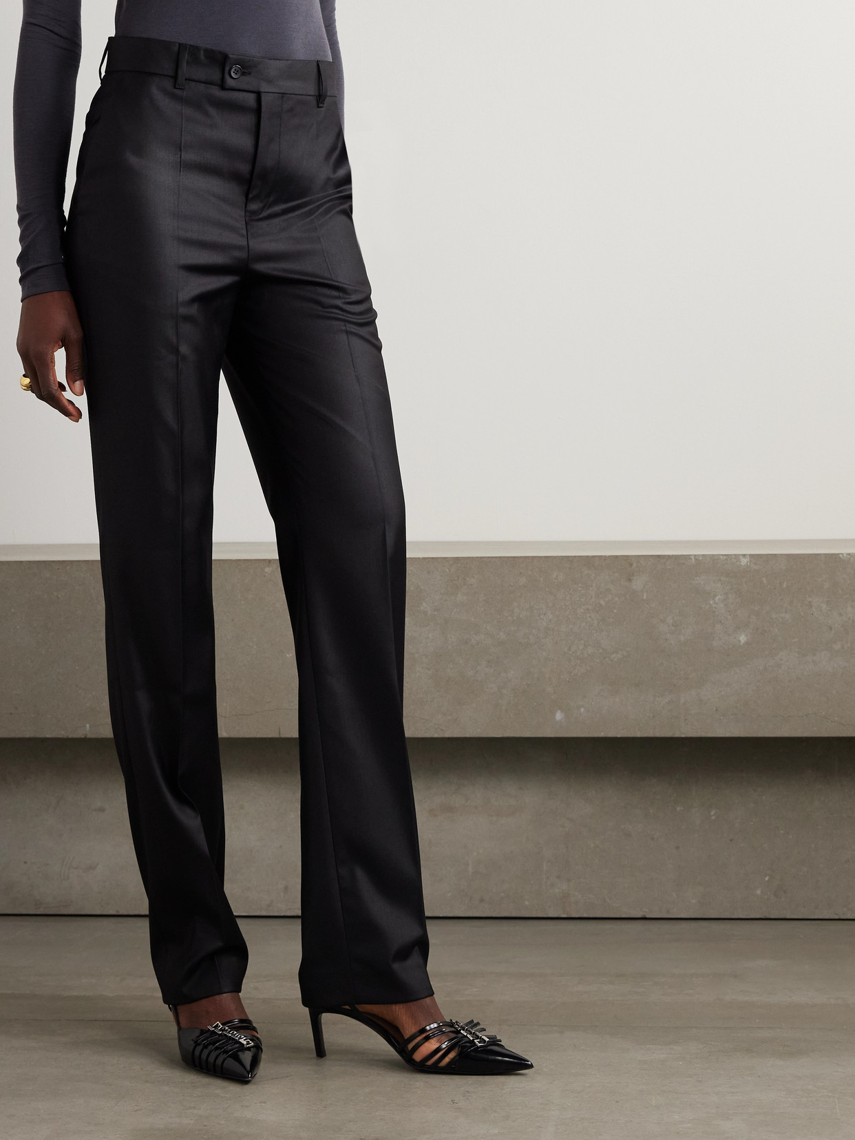 Bettter Stretch Wool And Lycra®-blend Slim-leg Pants In Black