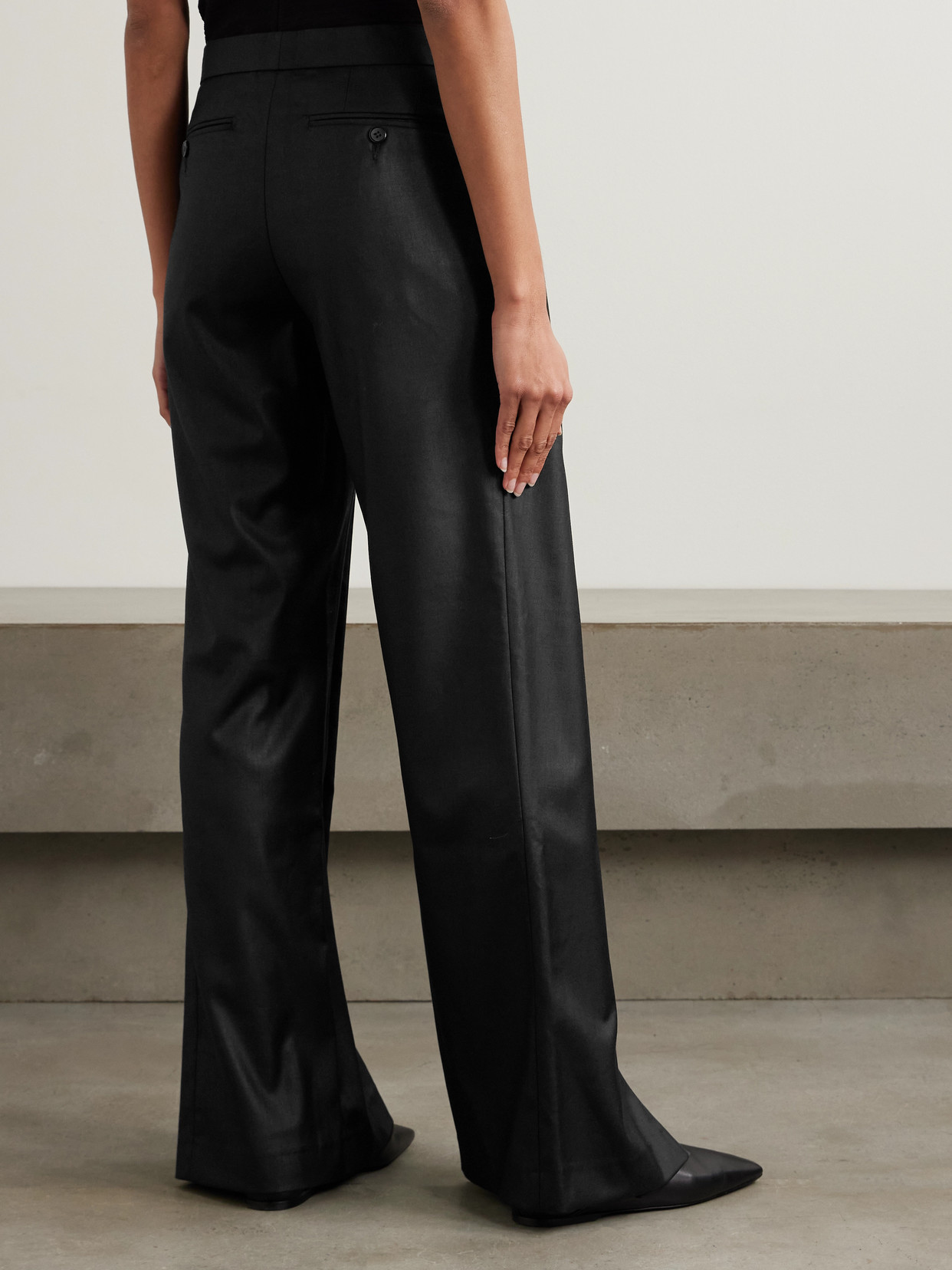 Bettter Symmetrical Layered Wool-blend Wide-leg Pants In Blue