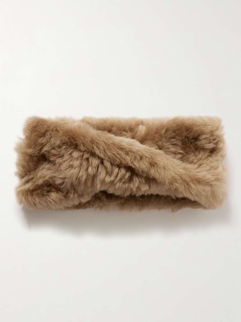 Yves Salomon Twist-front Shearling Headband