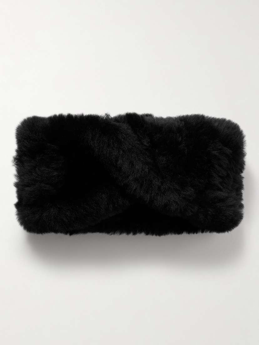 Yves Salomon Twist-front Shearling Headband