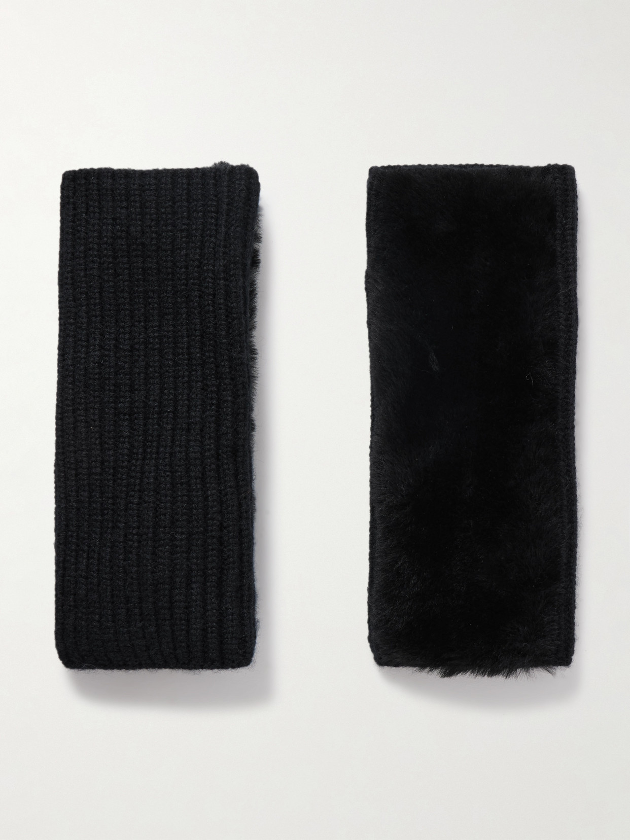 Yves Salomon Black Fingerless Gloves In Black