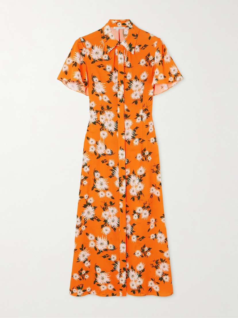 Emilia Wickstead Florencia Floral-print Stretch-crepe Midi Shirt Dress