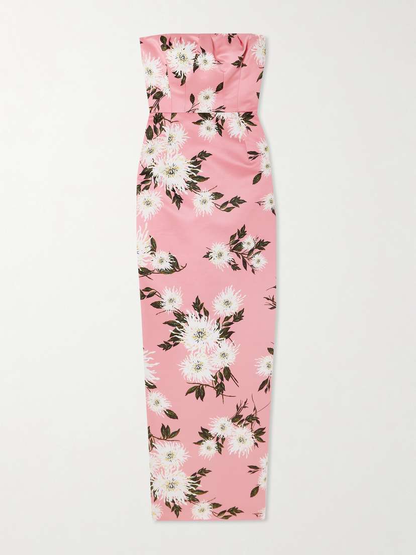 Emilia Wickstead Emine Strapless Floral-print Faille Maxi Dress - UK 14