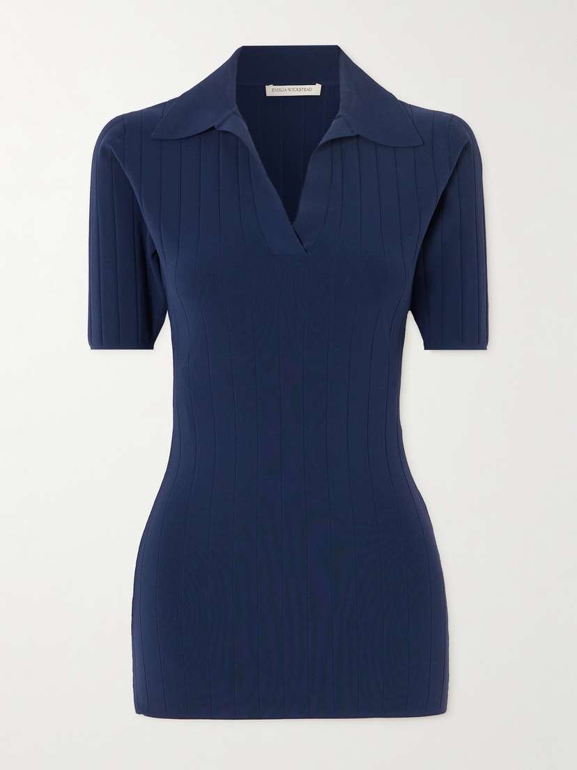 Emilia Wickstead Dune Ribbed-ponte Polo Top