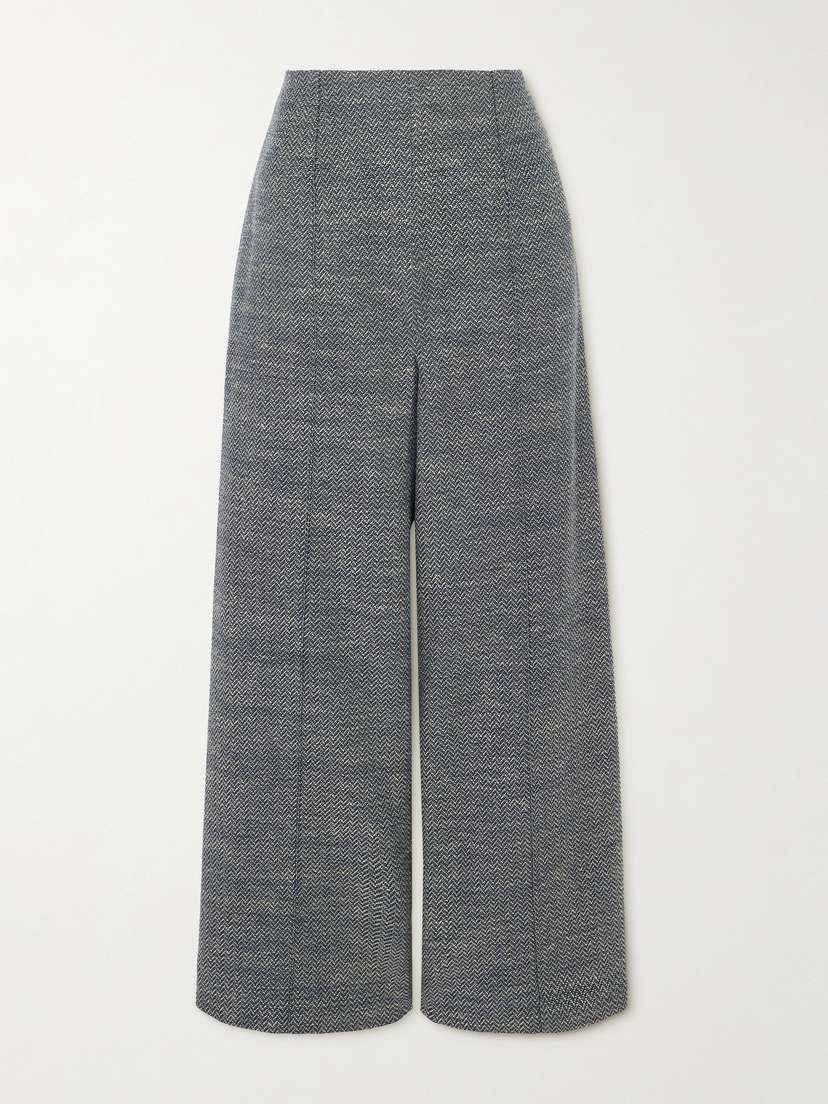 Emilia Wickstead Daffy Pleated Cotton-blend Jacquard Wide-leg Pants