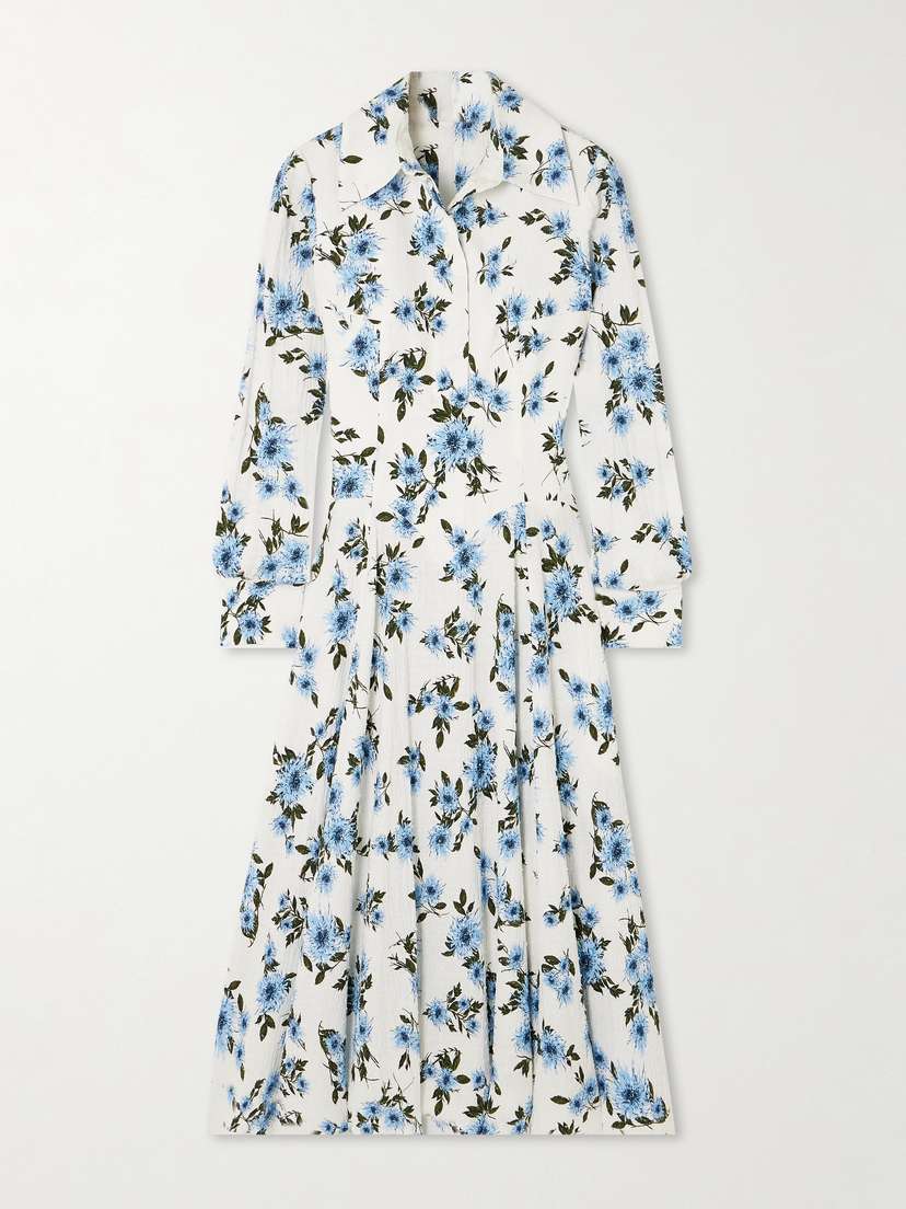 Emilia Wickstead Jancine Shirred Swiss-dot Cotton-blend Midi Dress