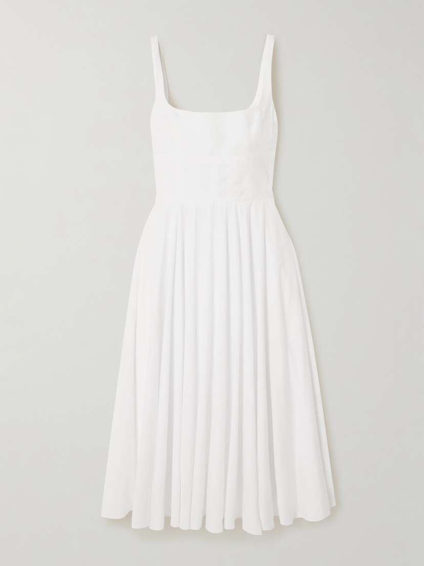 Emilia Wickstead Nikush Pleated Cotton-sateen Midi Dress - UK 16