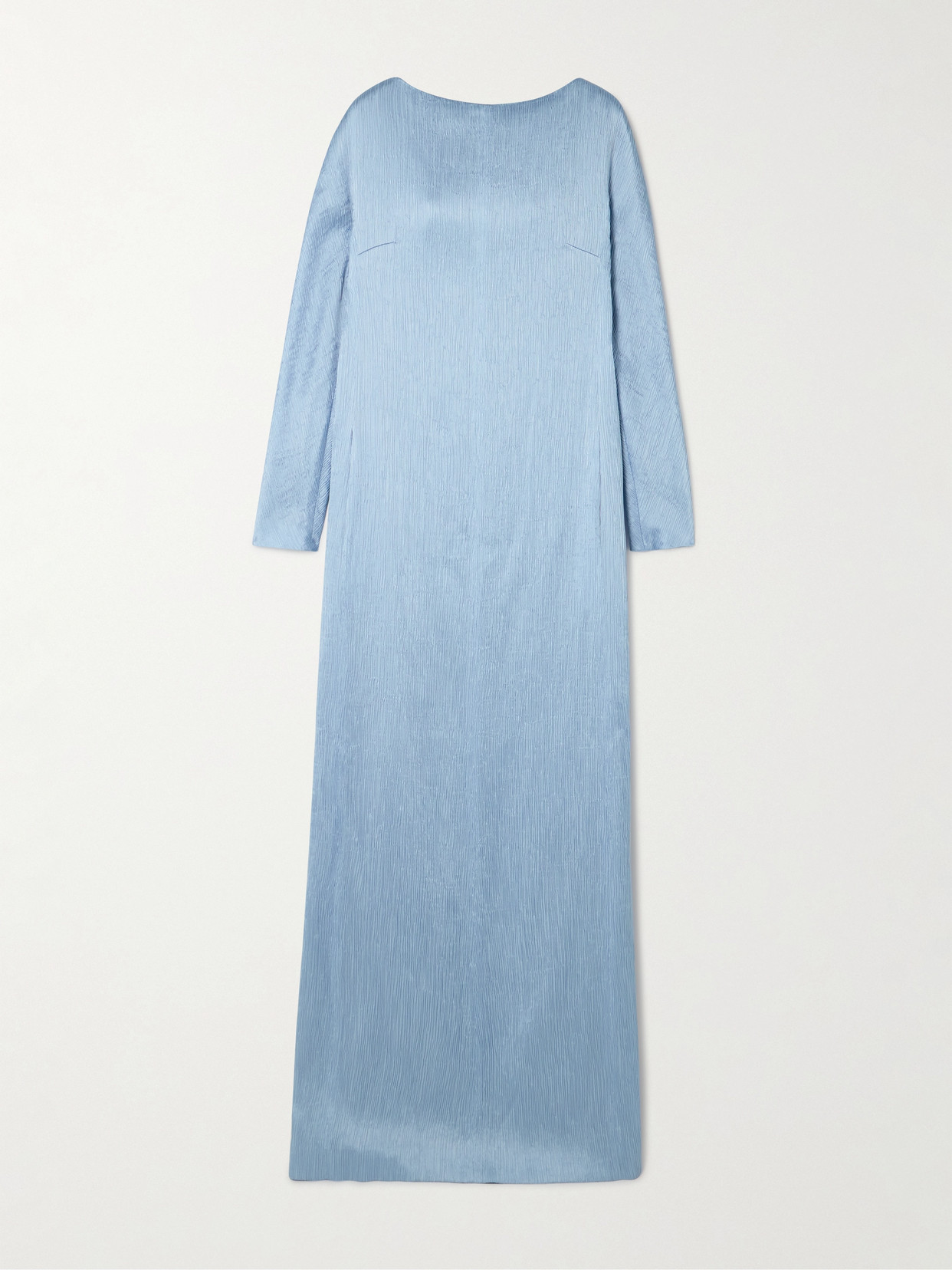Emilia Wickstead Uriela Plissé-satin Maxi Dress In Blue