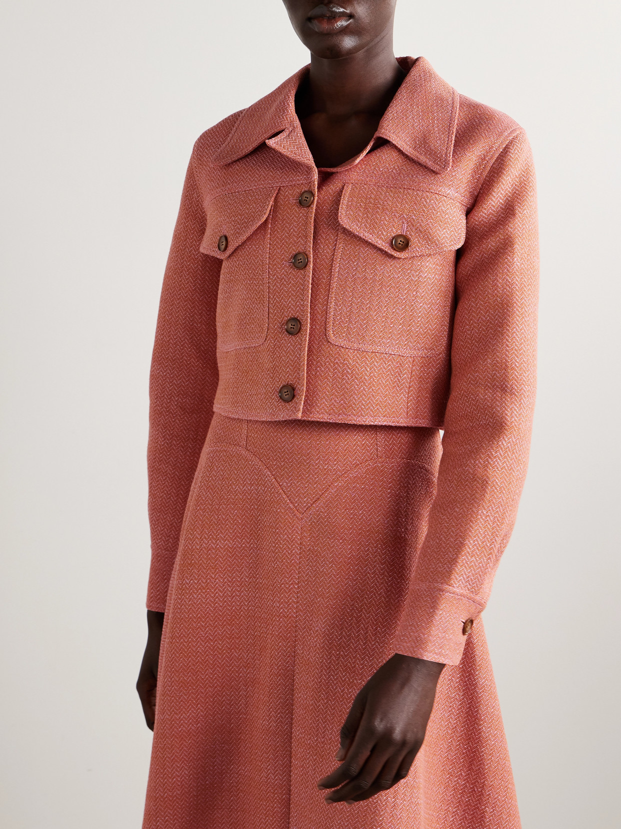 Emilia Wickstead Nics Cropped Cotton-blend Tweed Jacket In Multi