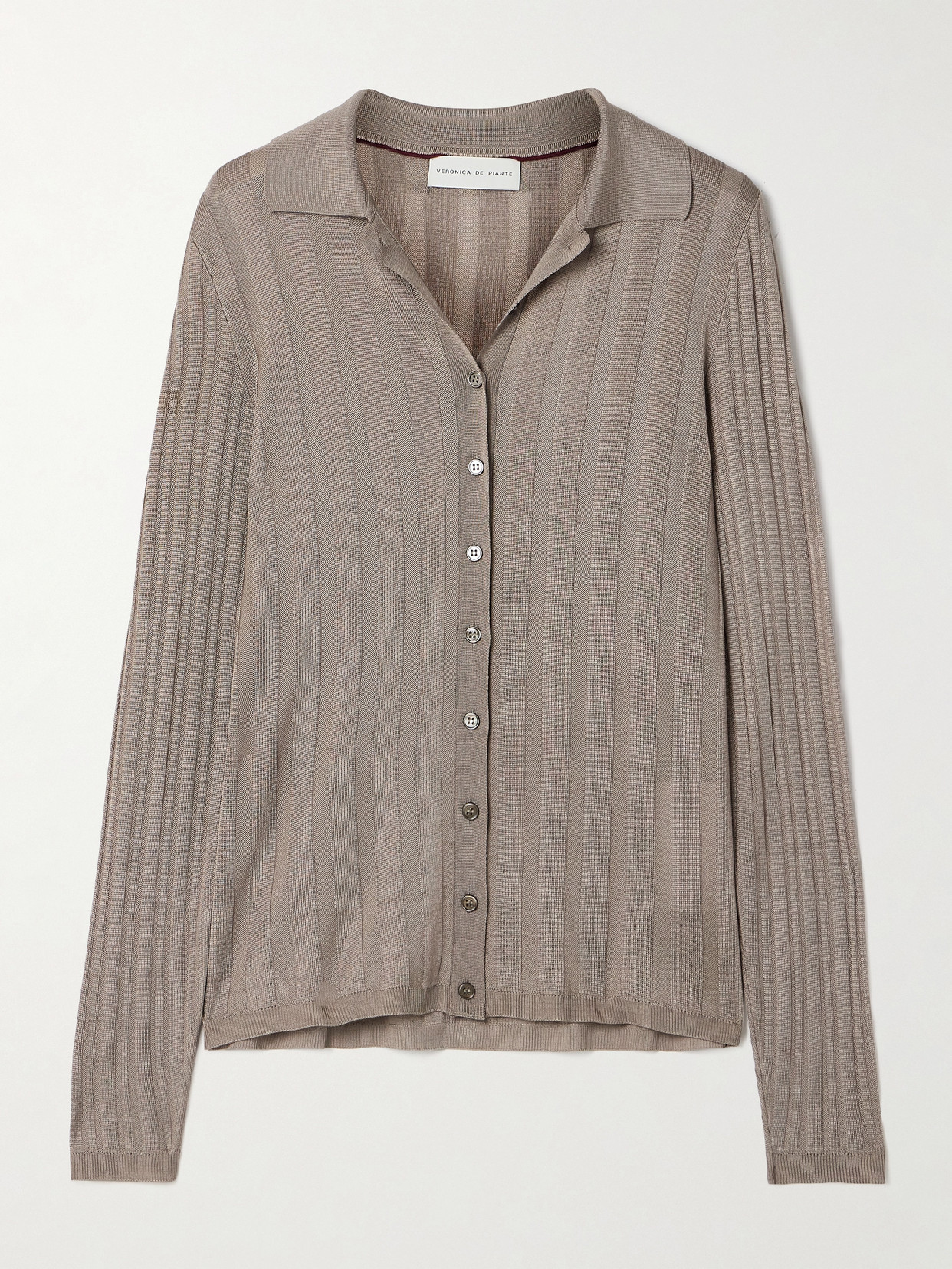 Veronica De Piante Lily Ribbed Silk Shirt In Green