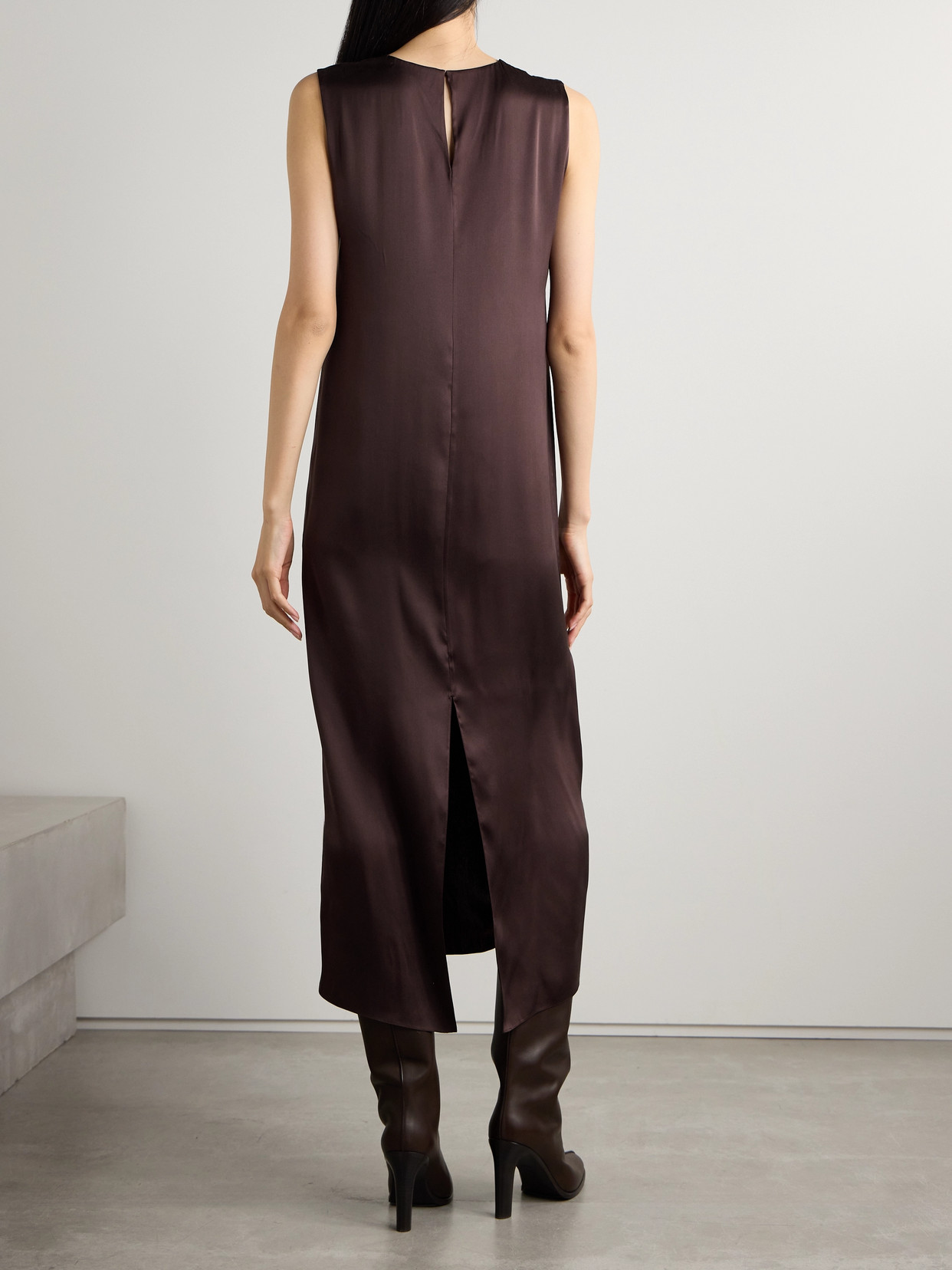 Veronica De Piante Alessia Washed Silk-satin Midi Dress In Purple