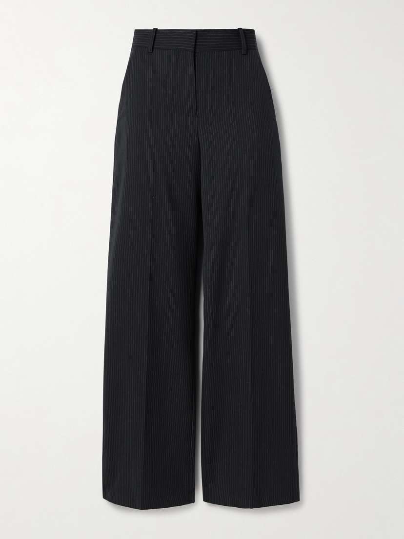 Veronica de Piante Anya Pinstriped Wool Wide-leg Pants