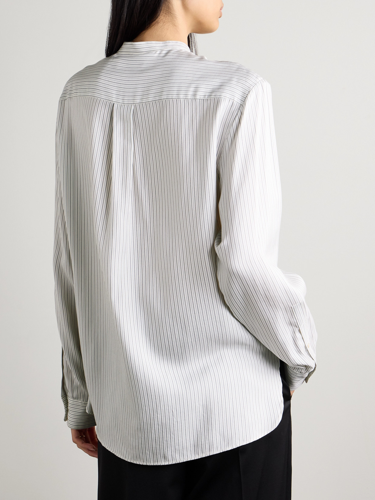 Veronica De Piante Daisy Pinstriped Silk-twill Shirt In Blue