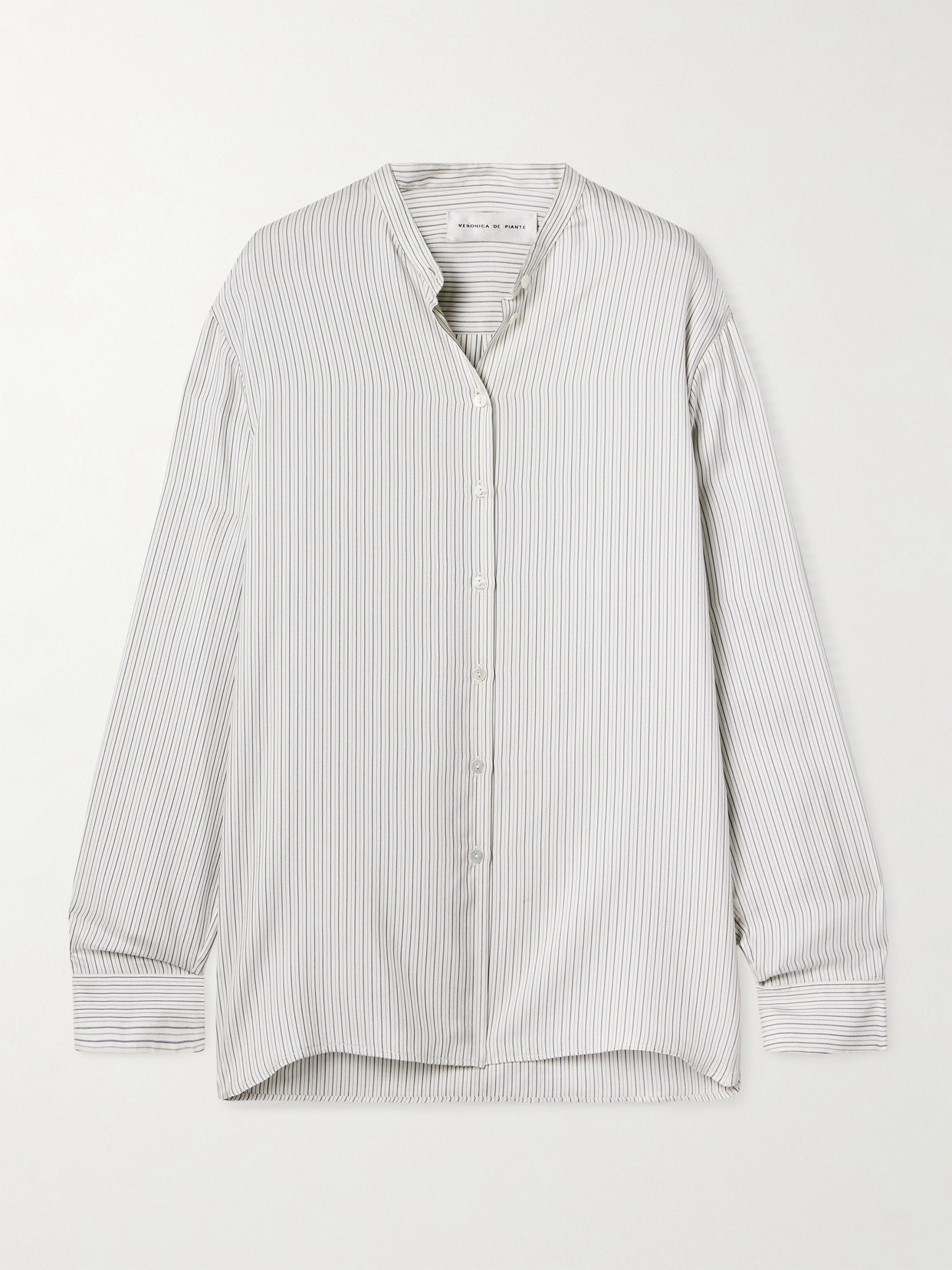 Veronica De Piante Daisy Pinstriped Silk-twill Shirt In Blue