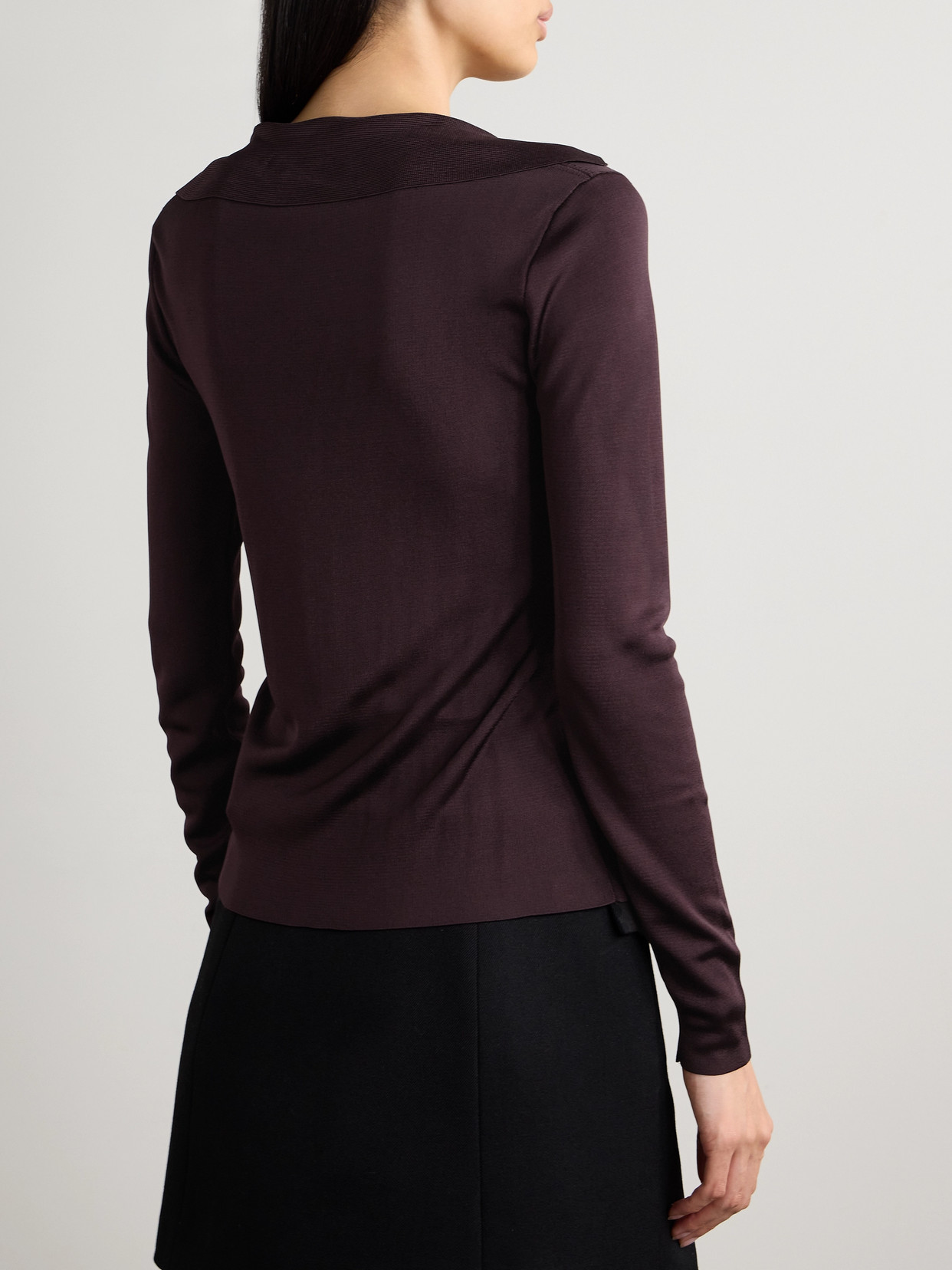 Veronica De Piante Ada Stretch-knit Polo Shirt In Red