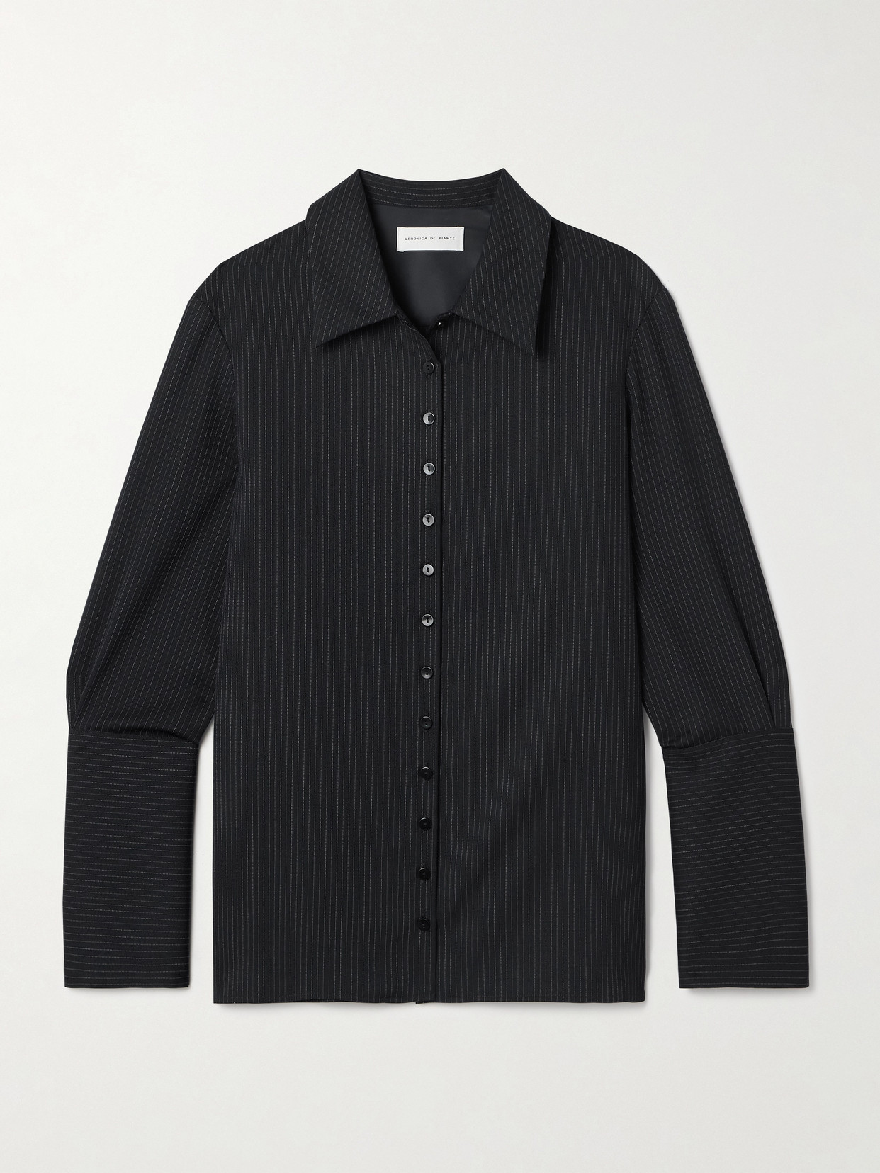 Veronica De Piante Livia Pinstriped Wool-twill Shirt In Blue