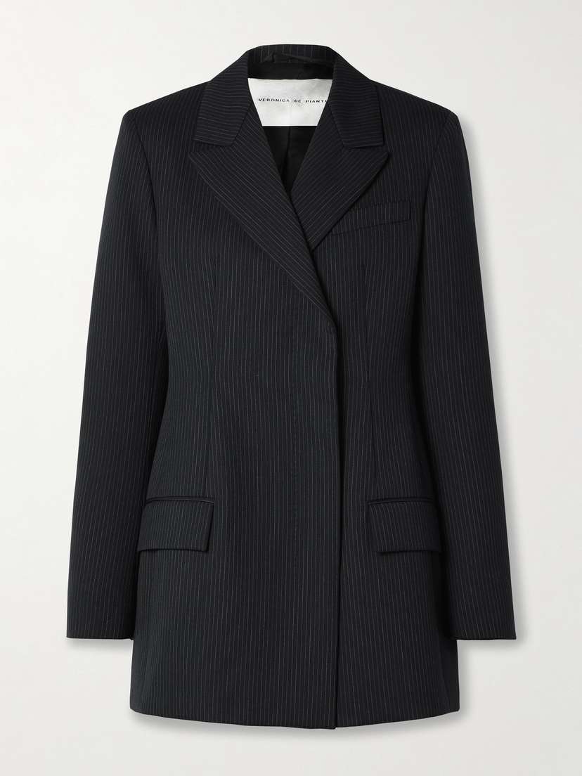 Veronica de Piante Stella Pinstriped Wool Blazer