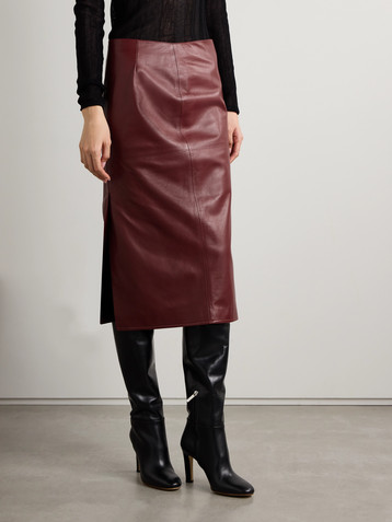 Veronica De Piante Nova leather midi skirt