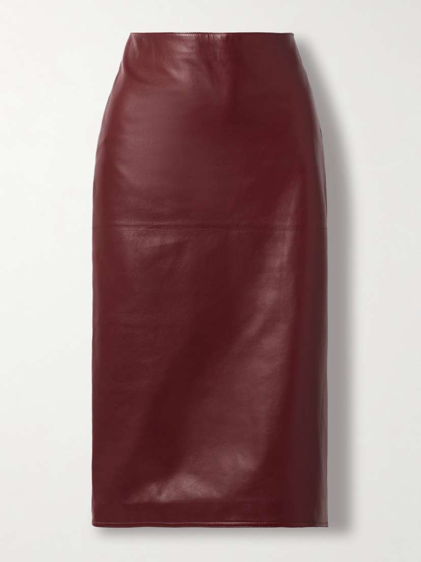 Veronica de Piante Nova Leather Midi Skirt