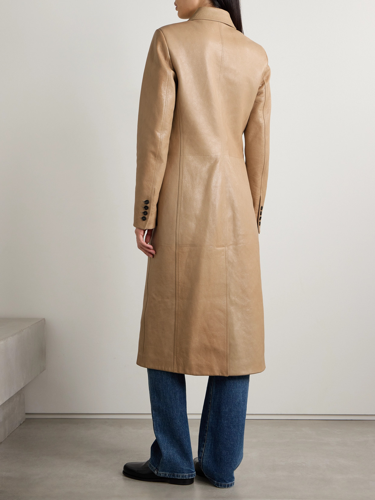 Veronica De Piante Kate Textured-leather Coat In Neutrals